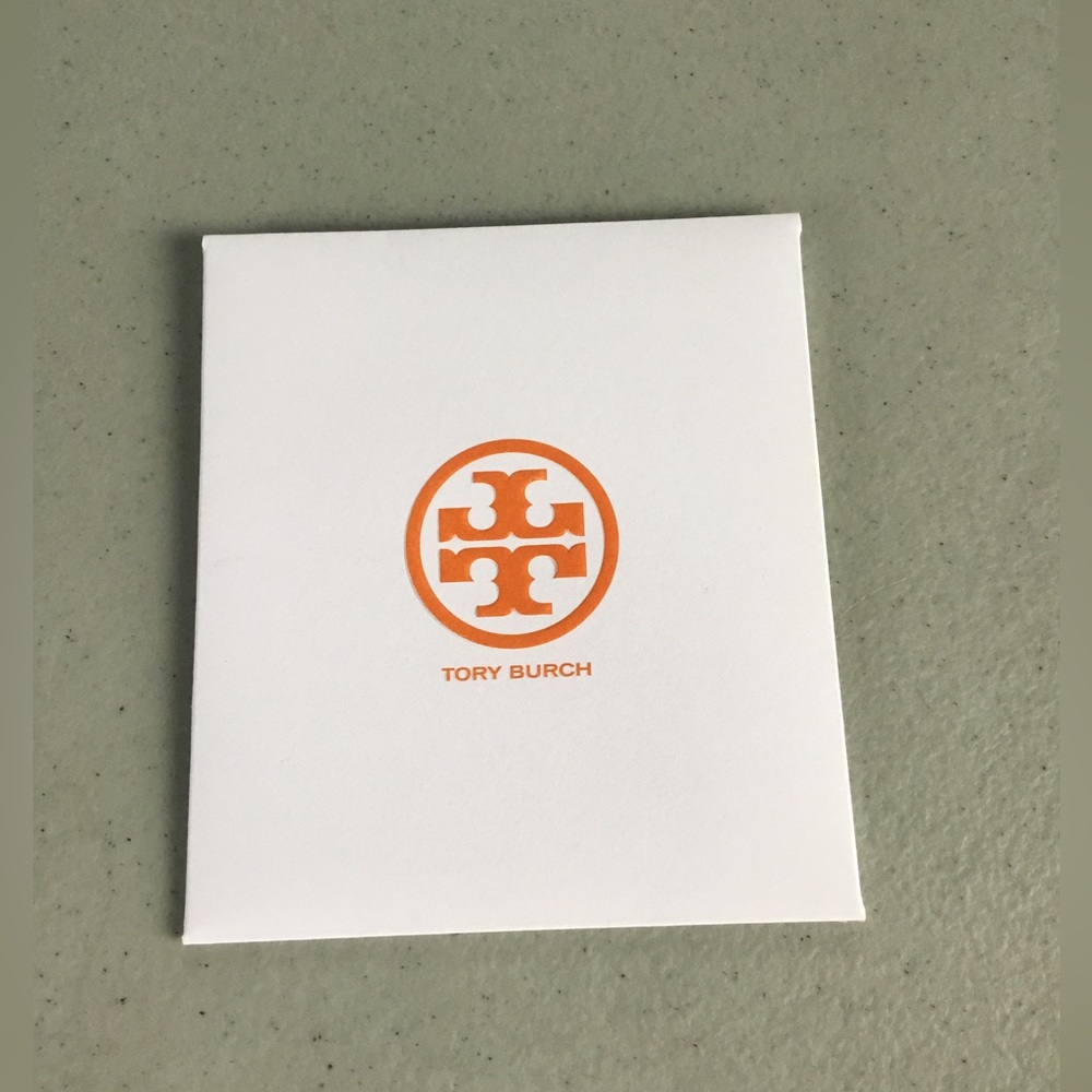 TORY BURCH ENVELOPE GIFT CARD OFF WHITE ORANGE LOGO PRINTED